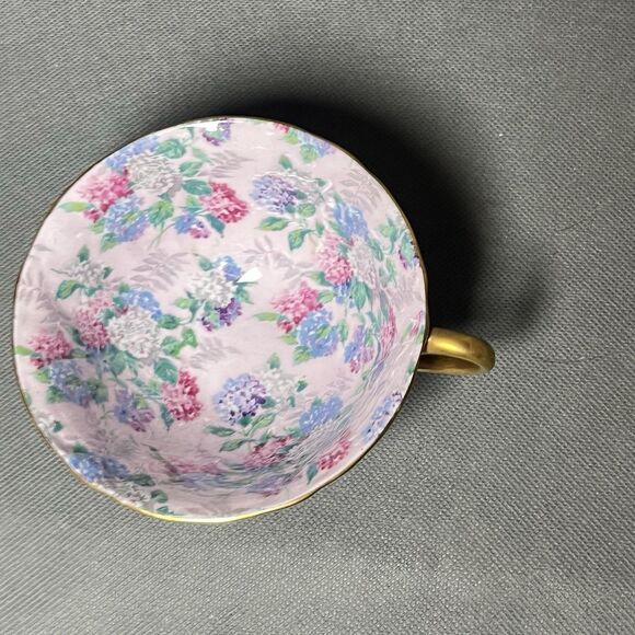 Vintage Shelley Oleander Summer Glory Teacup & Saucer Lilac w/24k Gold Trim - Picture 12 of 14